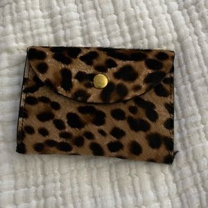 J crew cheetah print fur card holder